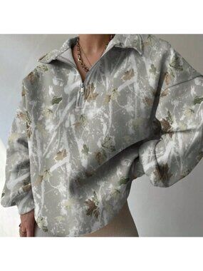 Casual Women's Loose Camouflage Print Drop Shoulder Sweatshirt top